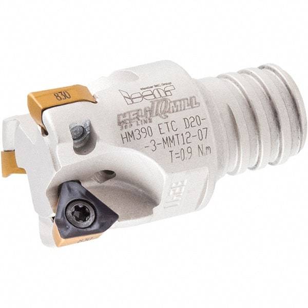 Iscar - 3/4" Cut Diam, 0.2" Max Depth of Cut, 1.27" OAL, Indexable Square Shoulder Helical End Mill - HM390 TCKT 0703PCTR Inserts, T12 Modular Connection, 90° Lead Angle, Series Multimaster - Americas Industrial Supply