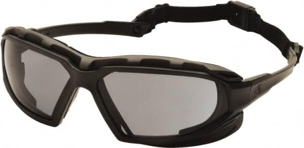 PYRAMEX - Size Universal, Gray Polycarbonate Anti-Fog & Scratch Resistant Lens, Hybrid Safety Glasses/Goggles - Indirect Vent, Black/Gray Nylon Frame - Americas Industrial Supply