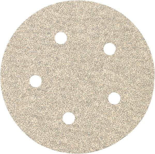 Porter-Cable - 5" Diam, 60 Grit Zirconia Alumina Adhesive PSA Disc - Medium Grade, Tan, C Weighted Backing, Flexible, 13,000 Max RPM - Americas Industrial Supply