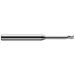 Corner Radius End Mill: 0.04″ Dia, 0.06″ LOC, 0.01″ Radius, 3 Flutes, Solid Carbide 2-1/2″ OAL, 1/8″ Shank Dia, 30 ° Helix, Bright/Uncoated, Corner Radius End