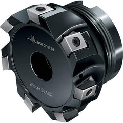 Walter - 13 Inserts, 159.99mm Cut Diam, 40.01mm Arbor Diam, 11.99mm Max Depth of Cut, Indexable Square-Shoulder Face Mill - 90° Lead Angle, 62.99mm High, LN.U1306..R Insert Compatibility, Through Coolant, Series F5141 - Americas Industrial Supply