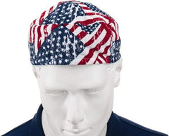 Ergodyne - Size Universal Cooling Skull Cap - Polyester, Blue, Red & White, Flag Pattern - Americas Industrial Supply