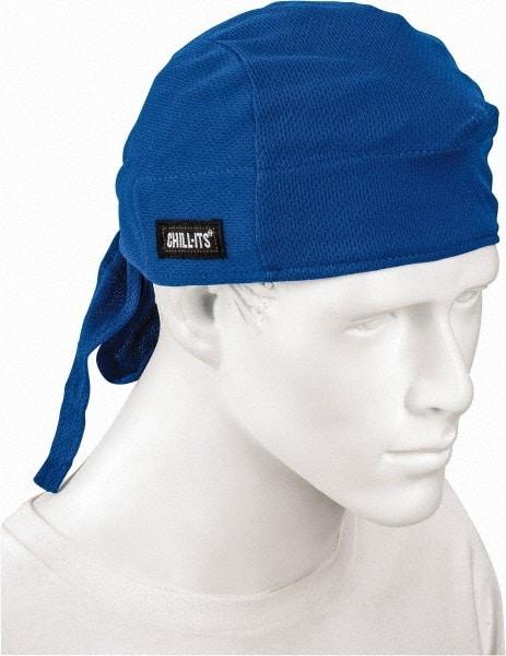 Ergodyne - Size Universal Cooling Tie Hat - Terry Cloth, Tie Closure, Blue, Solid Pattern - Americas Industrial Supply