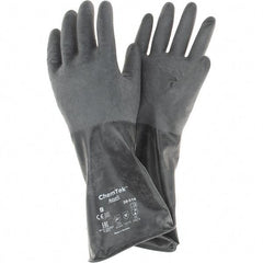 Ansell - 14 mil Thick, Chemical Resistant Gloves - SZ 9 14"14ML BLK 1/PR CHEM-TEK RGH FIN CHEM GLV - Americas Industrial Supply