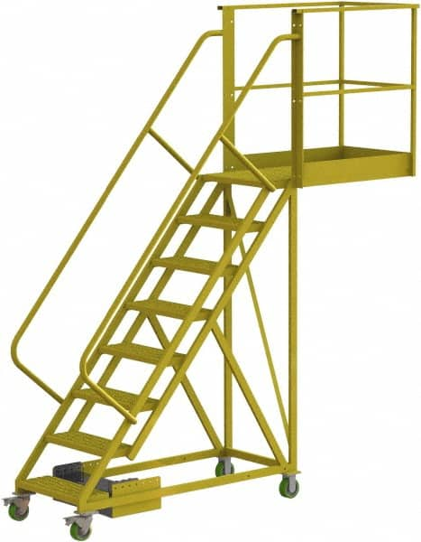 TRI-ARC - 122" 8 Step Configurable Cantilever Ladder - Unsupported, 300 Lb Capacity, 80" Platform Height, 30" Base Width x 109" Base Depth, Serrated - Americas Industrial Supply