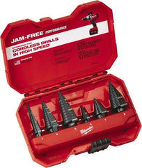 Milwaukee Tool - 1/8 to 1-1/8", Oxide Finish, High Speed Steel Step Drill Bit Set - Americas Industrial Supply