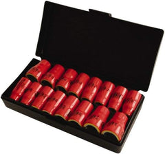 Wiha - 16 Piece 3/8" Drive Socket Set - 12 Points, 5/16" to 3/4" (8mm to 19mm) Range, Inch/Metric Measurement Standard - Americas Industrial Supply