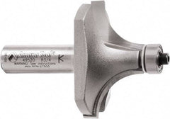Amana Tool - 2" Cut Diam, 1" Length of Cut, 2 Flute Round-Over Edge Profile Router Bit - Carbide-Tipped, 1/2" Shank Diam, 2-7/8" OAL, Uncoated - Americas Industrial Supply