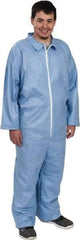 Dupont - Size L FR Disposable Flame Resistant/Retardant Coveralls - Blue, Zipper Closure, Open Cuffs, Open Ankles, Serged Seams - Americas Industrial Supply