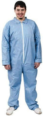 Dupont - Size XL FR Disposable Flame Resistant/Retardant Coveralls - Blue, Zipper Closure, Open Cuffs, Open Ankles, Serged Seams - Americas Industrial Supply