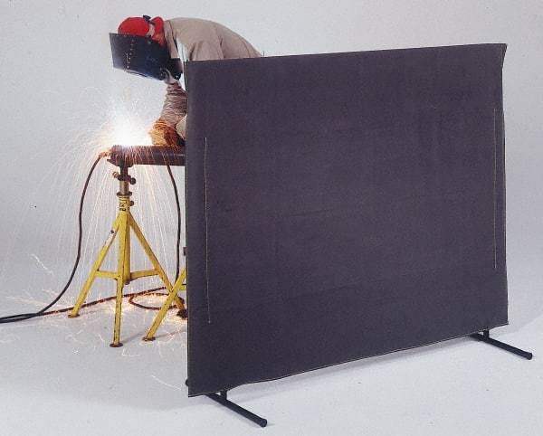 Singer Safety - 6 Ft. Wide x 5 Ft. High, 14 mil Thick Transparent Vinyl Portable Welding Screen Kit - Gray - Americas Industrial Supply