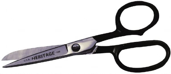 Heritage Cutlery - 5" LOC, 9-1/2" OAL Chrome Plated Standard Shears - Right Hand, Metal Straight Handle, For General Purpose Use - Americas Industrial Supply