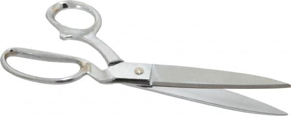 Heritage Cutlery - 4-3/4" LOC, 10" OAL Chrome Plated Standard Shears - Right Hand, Metal Bent Handle, For General Purpose Use - Americas Industrial Supply