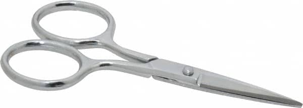 Heritage Cutlery - 1-3/8" LOC, 4" OAL Chrome Plated Double Sharp Point Scissors - Right Hand, Metal Straight Handle, For Sewing - Americas Industrial Supply