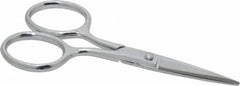 Heritage Cutlery - 1-3/8" LOC, 4" OAL Chrome Plated Double Sharp Point Scissors - Right Hand, Metal Straight Handle, For Sewing - Americas Industrial Supply