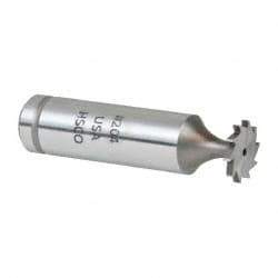 Made in USA - 1/2" Diam x 1/16" Face Width, Cobalt, 10 Teeth, Shank Connection Woodruff Keyseat Cutter - Uncoated, 2-1/16" OAL x 1/2" Shank, Straight Teeth, ANSI 204, Old Standard 1 - Americas Industrial Supply