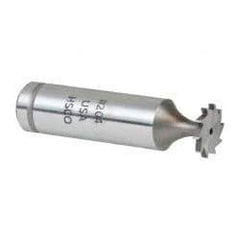 Made in USA - 1/2" Diam x 1/16" Face Width, Cobalt, 10 Teeth, Shank Connection Woodruff Keyseat Cutter - Uncoated, 2-1/16" OAL x 1/2" Shank, Straight Teeth, ANSI 204, Old Standard 1 - Americas Industrial Supply