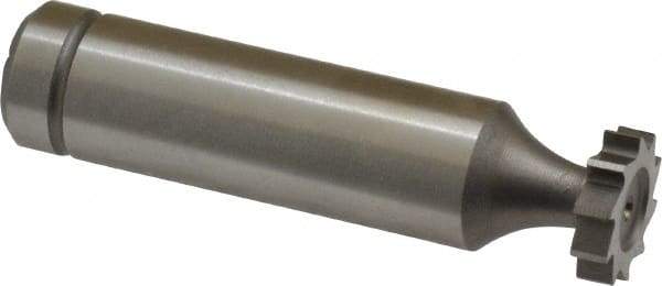 Made in USA - 1/2" Diam x 1/8" Face Width, Cobalt, 10 Teeth, Shank Connection Woodruff Keyseat Cutter - Uncoated, 2-1/8" OAL x 1/2" Shank, Straight Teeth, ANSI 404, Old Standard 3 - Americas Industrial Supply