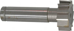 Made in USA - 1" Diam x 3/8" Face Width, Cobalt, 12 Teeth, Shank Connection Woodruff Keyseat Cutter - Uncoated, 2-3/8" OAL x 1/2" Shank, Straight Teeth, ANSI 1208, Old Standard 152 - Americas Industrial Supply
