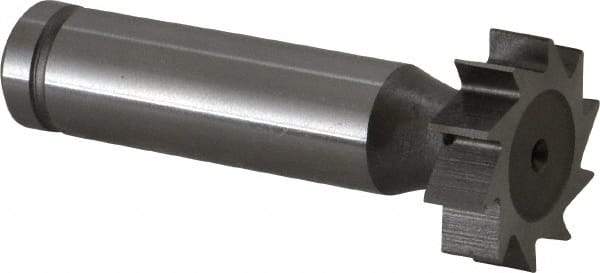 Made in USA - 7/8" Diam x 1/4" Face Width, Cobalt, 10 Teeth, Shank Connection Woodruff Keyseat Cutter - Uncoated, 2-1/4" OAL x 1/2" Shank, Straight Teeth, ANSI 807, Old Standard A - Americas Industrial Supply