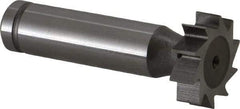 Made in USA - 7/8" Diam x 1/4" Face Width, Cobalt, 10 Teeth, Shank Connection Woodruff Keyseat Cutter - Uncoated, 2-1/4" OAL x 1/2" Shank, Straight Teeth, ANSI 807, Old Standard A - Americas Industrial Supply