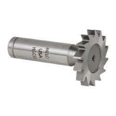 Made in USA - 1-1/4" Diam x 3/16" Face Width, Cobalt, 14 Teeth, Shank Connection Woodruff Keyseat Cutter - Uncoated, 2-3/16" OAL x 1/2" Shank, Straight Teeth, ANSI 610, Old Standard 19 - Americas Industrial Supply