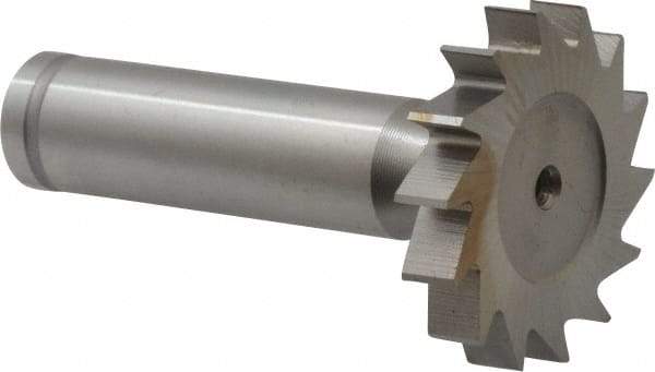 Made in USA - 1-1/4" Diam x 7/32" Face Width, Cobalt, 14 Teeth, Shank Connection Woodruff Keyseat Cutter - Uncoated, 2-7/32" OAL x 1/2" Shank, Straight Teeth, ANSI 710, Old Standard 20 - Americas Industrial Supply