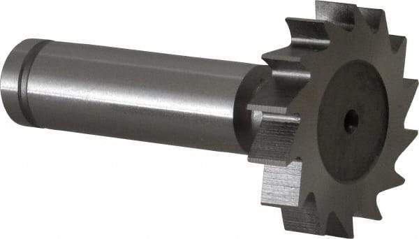 Made in USA - 1-1/4" Diam x 1/4" Face Width, Cobalt, 14 Teeth, Shank Connection Woodruff Keyseat Cutter - Uncoated, 2-1/4" OAL x 1/2" Shank, Straight Teeth, ANSI 810, Old Standard 21 - Americas Industrial Supply