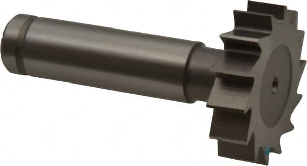 Made in USA - 1-1/4" Diam x 5/16" Face Width, Cobalt, 14 Teeth, Shank Connection Woodruff Keyseat Cutter - Uncoated, 2-5/16" OAL x 1/2" Shank, Straight Teeth, ANSI 1010, Old Standard D - Americas Industrial Supply