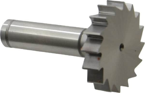 Made in USA - 1-1/2" Diam x 5/16" Face Width, Cobalt, 16 Teeth, Shank Connection Woodruff Keyseat Cutter - Uncoated, 2-5/16" OAL x 1/2" Shank, Straight Teeth, ANSI 1012, Old Standard 25 - Americas Industrial Supply