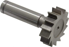 Made in USA - 1-3/8" Diam x 3/8" Face Width, Cobalt, 14 Teeth, Shank Connection Woodruff Keyseat Cutter - Uncoated, 2-3/8" OAL x 1/2" Shank, Straight Teeth, ANSI 1211, Old Standard F - Americas Industrial Supply