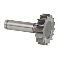 Made in USA - 1-1/2" Diam x 3/8" Face Width, Cobalt, 16 Teeth, Shank Connection Woodruff Keyseat Cutter - Uncoated, 2-3/8" OAL x 1/2" Shank, Straight Teeth, ANSI 1212, Old Standard G - Americas Industrial Supply