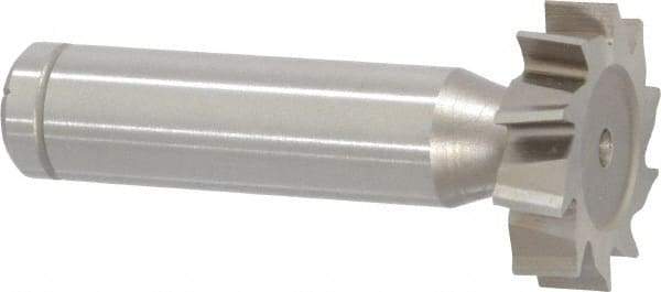 Made in USA - 1" Diam x 1/4" Face Width, Cobalt, 10 Teeth, Shank Connection Woodruff Keyseat Cutter - Uncoated, 2-1/4" OAL x 1/2" Shank, Staggered Teeth, ANSI 808, Old Standard 15 - Americas Industrial Supply