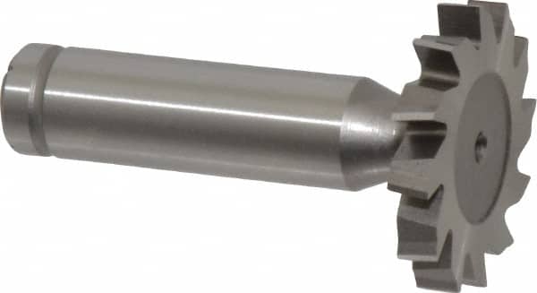 Made in USA - 1-1/4" Diam x 3/16" Face Width, Cobalt, 12 Teeth, Shank Connection Woodruff Keyseat Cutter - Uncoated, 2-3/16" OAL x 1/2" Shank, Staggered Teeth, ANSI 610, Old Standard 19 - Americas Industrial Supply