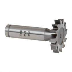 Made in USA - 1-1/4" Diam x 7/32" Face Width, Cobalt, 12 Teeth, Shank Connection Woodruff Keyseat Cutter - Uncoated, 2-7/32" OAL x 1/2" Shank, Staggered Teeth, ANSI 710, Old Standard 20 - Americas Industrial Supply