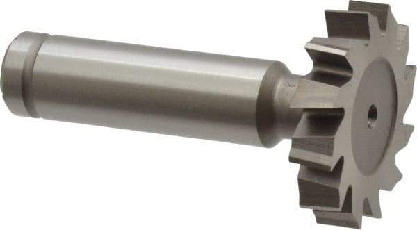 Made in USA - 1-1/4" Diam x 1/4" Face Width, Cobalt, 12 Teeth, Shank Connection Woodruff Keyseat Cutter - Uncoated, 2-1/4" OAL x 1/2" Shank, Staggered Teeth, ANSI 810, Old Standard 21 - Americas Industrial Supply