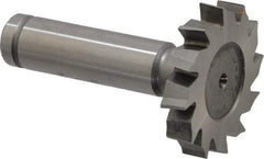 Made in USA - 1-3/8" Diam x 1/4" Face Width, Cobalt, 12 Teeth, Shank Connection Woodruff Keyseat Cutter - Uncoated, 2-1/4" OAL x 1/2" Shank, Staggered Teeth, ANSI 811, Old Standard 22 - Americas Industrial Supply