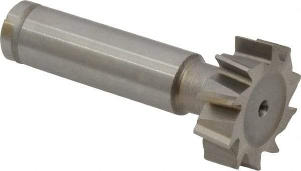 Made in USA - 1" Diam x 5/16" Face Width, Cobalt, 10 Teeth, Shank Connection Woodruff Keyseat Cutter - Uncoated, 2-5/16" OAL x 1/2" Shank, Staggered Teeth, ANSI 1008, Old Standard B - Americas Industrial Supply