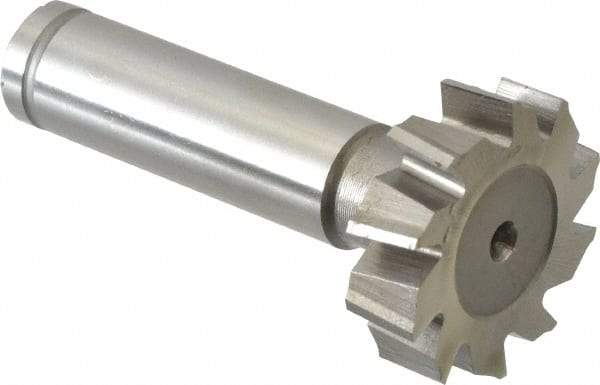 Made in USA - 1-1/8" Diam x 5/16" Face Width, Cobalt, 10 Teeth, Shank Connection Woodruff Keyseat Cutter - Uncoated, 2-5/16" OAL x 1/2" Shank, Staggered Teeth, ANSI 1009, Old Standard C - Americas Industrial Supply