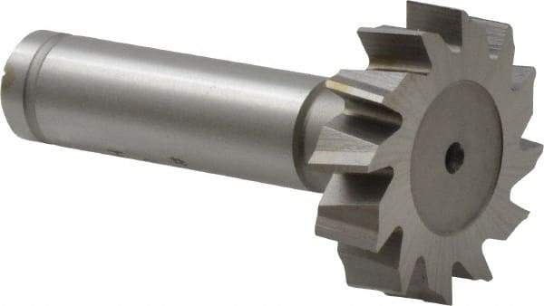 Made in USA - 1-1/4" Diam x 5/16" Face Width, Cobalt, 14 Teeth, Shank Connection Woodruff Keyseat Cutter - Uncoated, 2-5/16" OAL x 1/2" Shank, Staggered Teeth, ANSI 1010, Old Standard D - Americas Industrial Supply