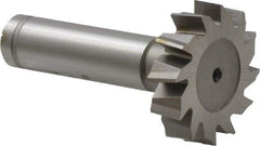 Made in USA - 1-1/4" Diam x 5/16" Face Width, Cobalt, 14 Teeth, Shank Connection Woodruff Keyseat Cutter - Uncoated, 2-5/16" OAL x 1/2" Shank, Staggered Teeth, ANSI 1010, Old Standard D - Americas Industrial Supply