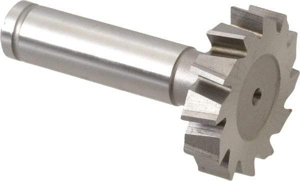Made in USA - 1-3/8" Diam x 5/16" Face Width, Cobalt, 12 Teeth, Shank Connection Woodruff Keyseat Cutter - Uncoated, 2-5/16" OAL x 1/2" Shank, Staggered Teeth, ANSI 1011, Old Standard 23 - Americas Industrial Supply