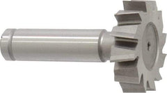 Made in USA - 1-3/8" Diam x 3/8" Face Width, Cobalt, 12 Teeth, Shank Connection Woodruff Keyseat Cutter - Uncoated, 2-3/8" OAL x 1/2" Shank, Staggered Teeth, ANSI 1211, Old Standard F - Americas Industrial Supply