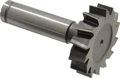 Made in USA - 1-1/2" Diam x 3/8" Face Width, Cobalt, 14 Teeth, Shank Connection Woodruff Keyseat Cutter - Uncoated, 2-3/8" OAL x 1/2" Shank, Staggered Teeth, ANSI 1212, Old Standard G - Americas Industrial Supply