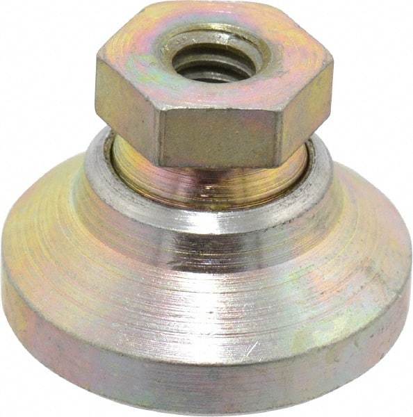Gibraltar - 1000 Lb Capacity, 1/4-20 Thread, 45/64" OAL, Zinc Stud, Tapped Pivotal Socket Mount Leveling Mount - 1" Base Diam, Zinc Pad, 1/2" Hex - Americas Industrial Supply