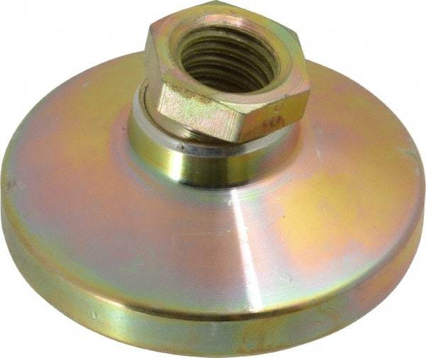 Gibraltar - 6000 Lb Capacity, 5/8-11 Thread, 1-1/4" OAL, Zinc Stud, Tapped Pivotal Socket Mount Leveling Mount - 2-1/2" Base Diam, Zinc Pad, 7/8" Hex - Americas Industrial Supply