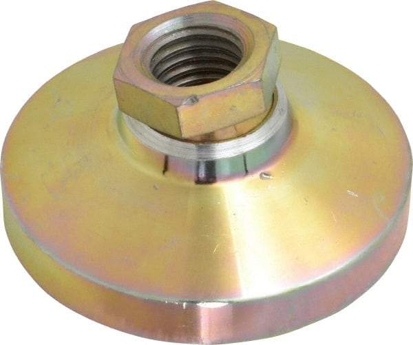 Gibraltar - 7400 Lb Capacity, 3/4-10 Thread, 1-1/2" OAL, Zinc Stud, Tapped Pivotal Socket Mount Leveling Mount - 3" Base Diam, Zinc Pad, 1-1/16" Hex - Americas Industrial Supply