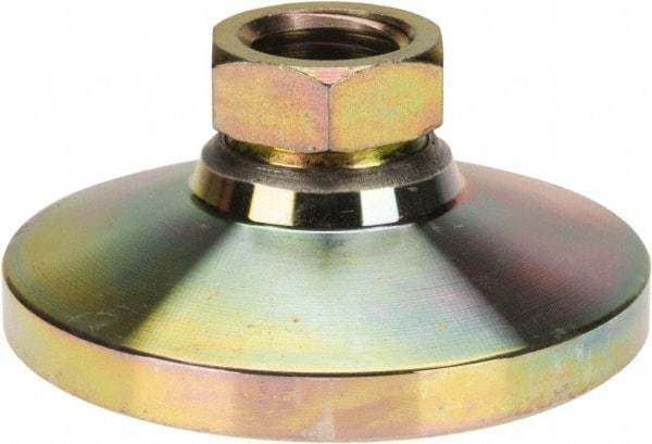 Gibraltar - 20000 Lb Capacity, 1-8 Thread, 1-7/8" OAL, Zinc Stud, Tapped Pivotal Socket Mount Leveling Mount - 4" Base Diam, Zinc Pad, 1-3/8" Hex - Americas Industrial Supply