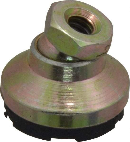 Gibraltar - 750 Lb Capacity, 1/4-20 Thread, 11/16" OAL, Zinc Stud, Tapped Pivotal Socket Mount Leveling Mount - 1" Base Diam, Steel Pad, 1/2" Hex - Americas Industrial Supply