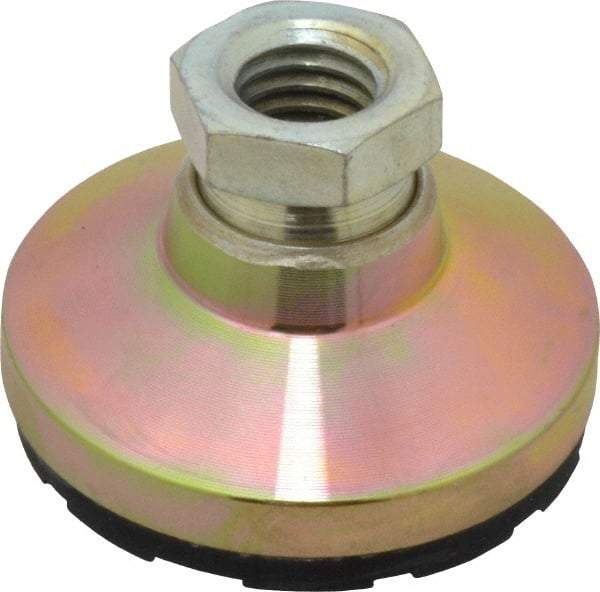 Gibraltar - 3750 Lb Capacity, 1/2-13 Thread, 1-1/8" OAL, Zinc Stud, Tapped Pivotal Socket Mount Leveling Mount - 1-7/8" Base Diam, Steel Pad, 3/4" Hex - Americas Industrial Supply